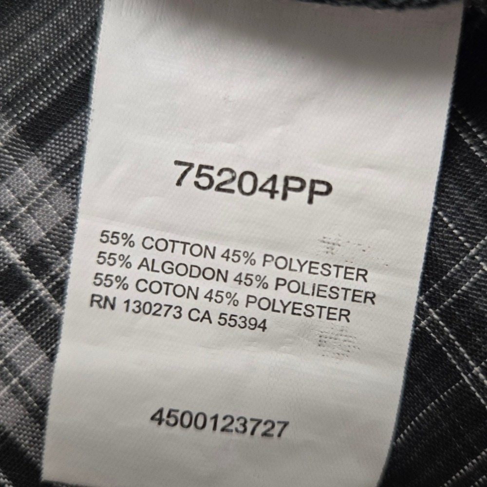 Wrangler Mens Western Plaid Pearl Snap Long Sleeve Shirt Black Grey Medium - Picture 9 of 13